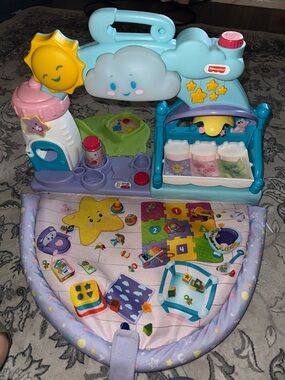 Fisher-Price pastel blue, pink, yellow & purple activity playset